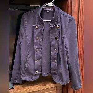 Tommy Hilfiger Women's XL Military Band Jacket Buttons Navy Blue Academia Preppy